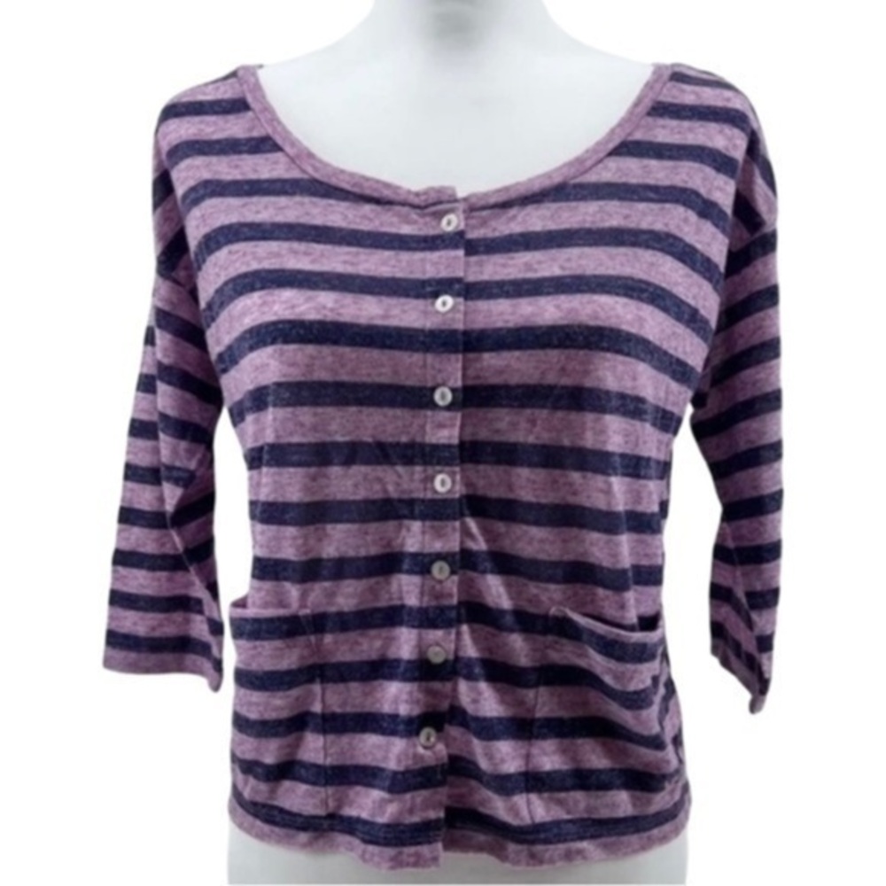 American Eagle Women’s Crop Shirt Extra Small Striped Heathered Button Down